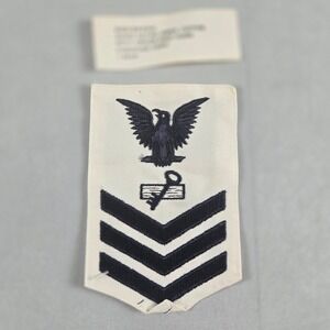 US Navy Petty Officer First Class E6 Storekeeper Rating Badge Patch White
